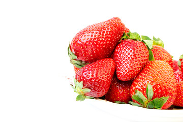 strawberry in the plate isolated on white background