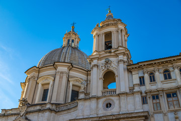 Fototapeta na wymiar Chiesa di Sant'Agnese in Agone is church in Piazza Navona in Rome. Italy