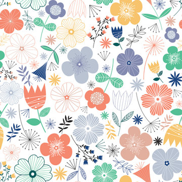 Scandinavian flower pattern vector - Illustration
