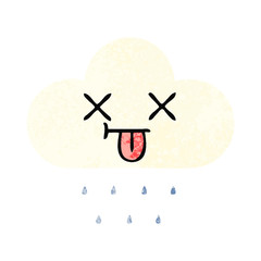 retro illustration style cartoon rain cloud