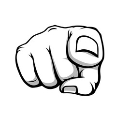 Pointing hand Front black white