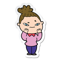sticker of a cartoon woman