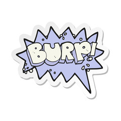 sticker of a cartoon burp symbol