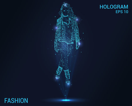 Fashion hologram. Digital and technological fashion background. Futuristic fashion design.