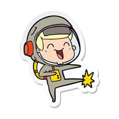 sticker of a happy cartoon astronaut