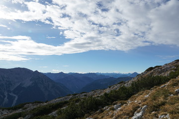 Fototapeta na wymiar Mountain view, hiking, hochplatte, Germany, alps