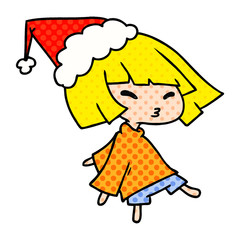 christmas cartoon of kawaii girl