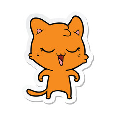 sticker of a happy cartoon cat