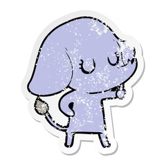 distressed sticker of a cute cartoon elephant