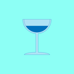Glass of water on the cyan background