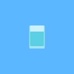 Glass of water on the blue background