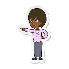 sticker of a cartoon woman accusing