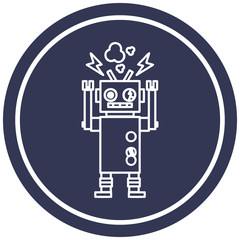 malfunctioning robot circular icon