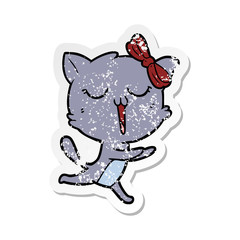 distressed sticker of a cartoon cat
