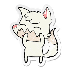 distressed sticker of a cartoon fox