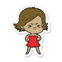 sticker of a cartoon angry woman