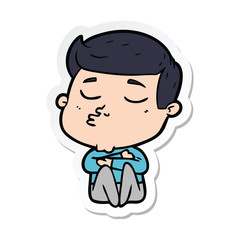 sticker of a cartoon model guy pouting