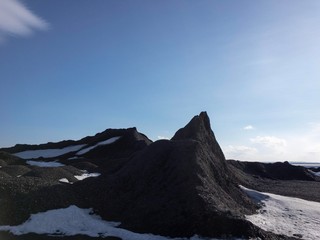 black mountains peak and clouds