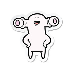 sticker of a friendly cartoon alien