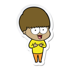 sticker of a happy cartoon boy
