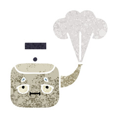 retro illustration style cartoon steaming kettle