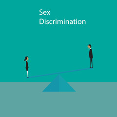 Gender discrimination concept. Female discrimination at work. Flat cartoon illustration