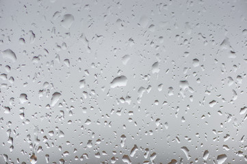 Drops of rain on glass
