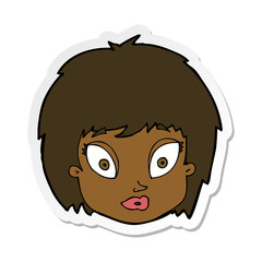 sticker of a cartoon surprised female face