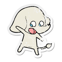 distressed sticker of a cute cartoon elephant