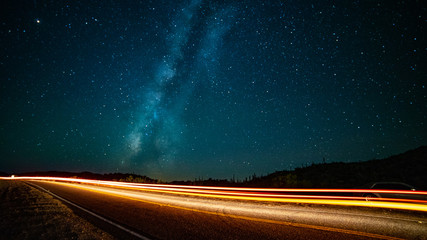 Fototapeta na wymiar Milky Way Over Looking Traffic