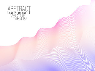 Violet, orange, magenta ripple diagonal waves. Soft creative gradient. Abstract colored undulating lines. Art line pattern. White background. Vector template. Elegant layout for modern design. EPS10