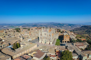 Fototapeta na wymiar View on the Cathedral in Orvieto, Umbria, Italy. Aerial panorama