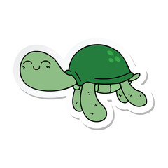 sticker of a quirky hand drawn cartoon turtle