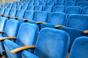 Fototapeta premium Row of blue seats