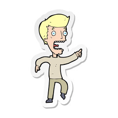 sticker of a cartoon terrified man