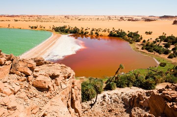 Kontrast -  Natron- und Süsswassersee in der Sahara, Seen von Ounianga Kebir