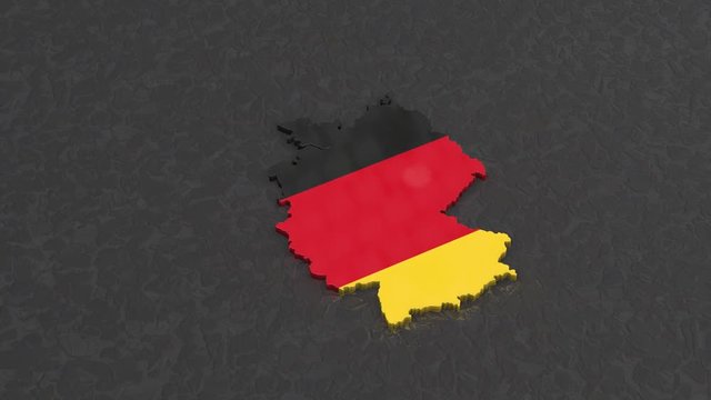 Germany rotating 3D country map animation. Glossy surface with reflections.