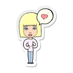 sticker of a cartoon woman in love
