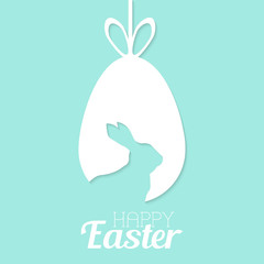 Fototapeta premium Happy Easter card with egg and rabbit. Vector.