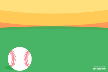 Vector Illustration. Baseball ball icon. Ball field background. Sport activity background.