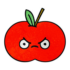 retro grunge texture cartoon red apple