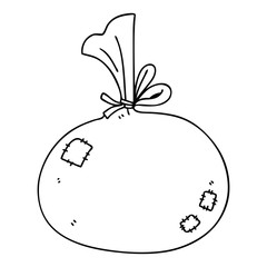 quirky line drawing cartoon sack