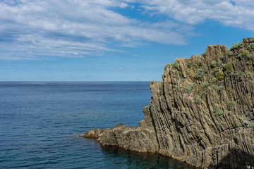 Italy,Cinque Terre,Riomaggiore, the cliff at the Italian Riviera