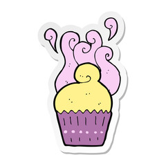 sticker of a cartoon cupcake