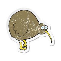 retro distressed sticker of a cartoon kiwi bird