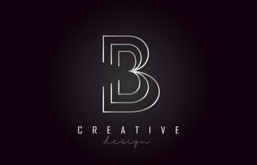 Obraz premium B Silver Letter Logo Monogram Vector Design. Creative B Silver Metal Letter Icon