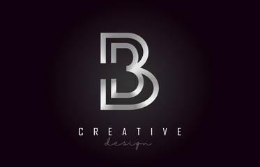 B Silver Letter Logo Monogram Vector Design. Creative B Silver Metal Letter Icon