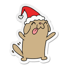 christmas sticker cartoon of kawaii dog