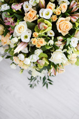 Spring bouquet of flowers, in a basket, a beautiful bouquet
