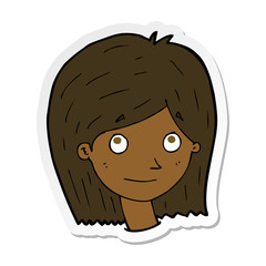 sticker of a cartoon happy female face